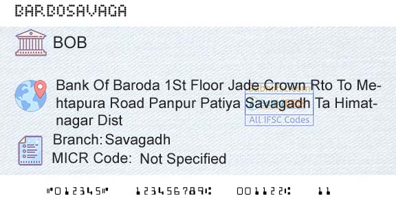 Bank Of Baroda SavagadhBranch 
