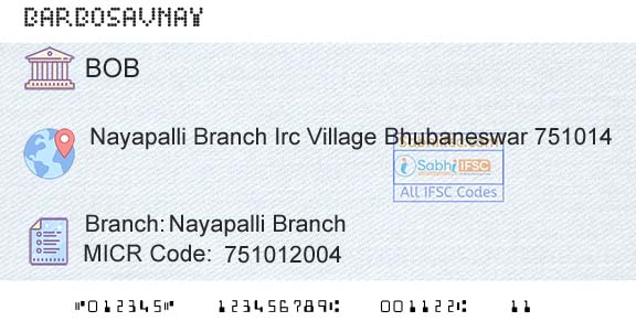 Bank Of Baroda Nayapalli BranchBranch 