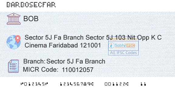 Bank Of Baroda Sector 5j Fa BranchBranch 