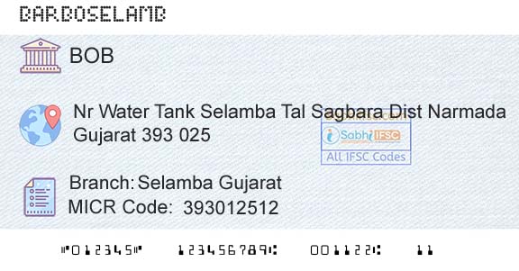 Bank Of Baroda Selamba GujaratBranch 