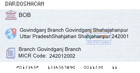Bank Of Baroda Govindganj BranchBranch 