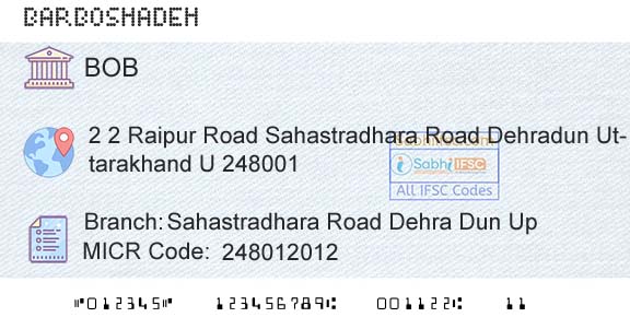 Bank Of Baroda Sahastradhara Road Dehra Dun UpBranch 