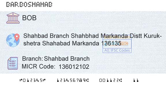Bank Of Baroda Shahbad BranchBranch 