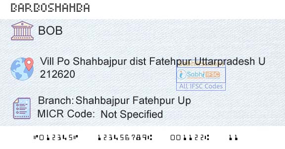 Bank Of Baroda Shahbajpur Fatehpur UpBranch 