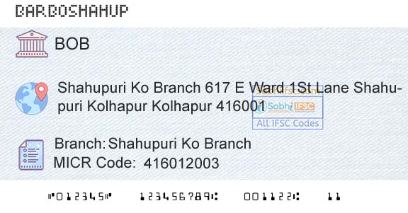 Bank Of Baroda Shahupuri Ko BranchBranch 