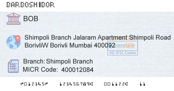 Bank Of Baroda Shimpoli BranchBranch 