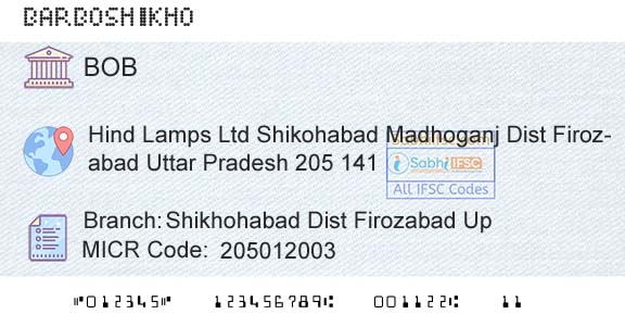 Bank Of Baroda Shikhohabad Dist Firozabad UpBranch 