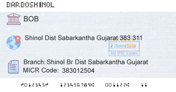 Bank Of Baroda Shinol Br Dist Sabarkantha GujaratBranch 