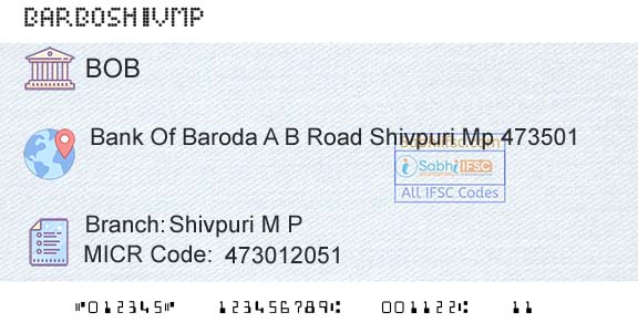 Bank Of Baroda Shivpuri M P Branch 