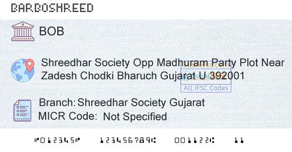 Bank Of Baroda Shreedhar Society GujaratBranch 