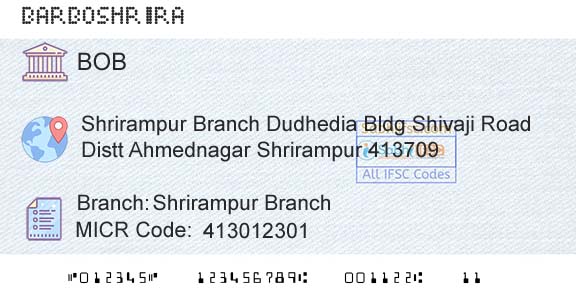 Bank Of Baroda Shrirampur BranchBranch 