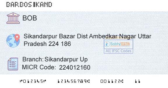 Bank Of Baroda Sikandarpur UpBranch 