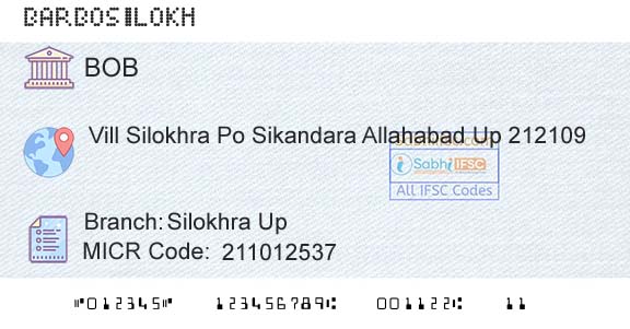 Bank Of Baroda Silokhra UpBranch 