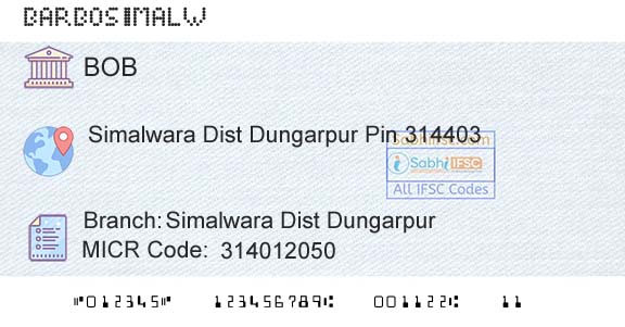 Bank Of Baroda Simalwara Dist DungarpurBranch 