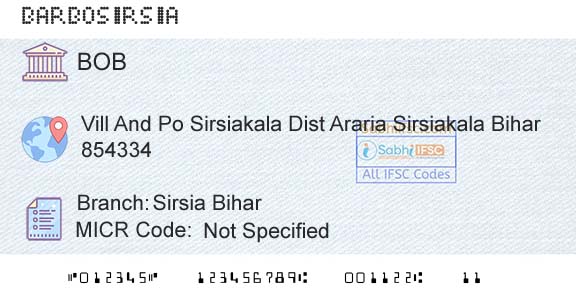Bank Of Baroda Sirsia BiharBranch 