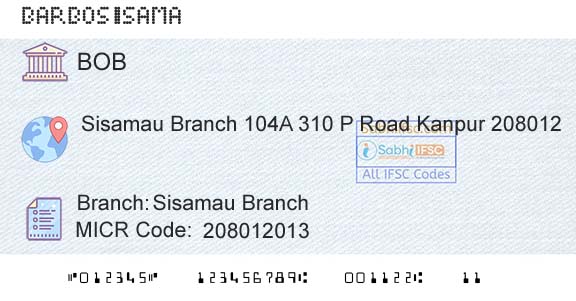 Bank Of Baroda Sisamau BranchBranch 