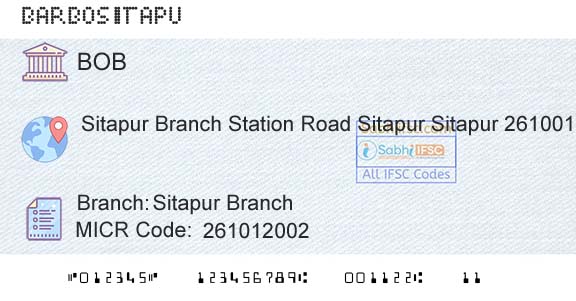 Bank Of Baroda Sitapur BranchBranch 