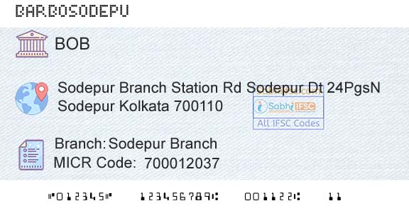 Bank Of Baroda Sodepur BranchBranch 
