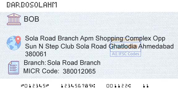 Bank Of Baroda Sola Road BranchBranch 