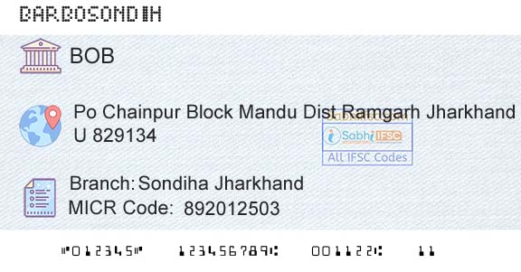 Bank Of Baroda Sondiha JharkhandBranch 