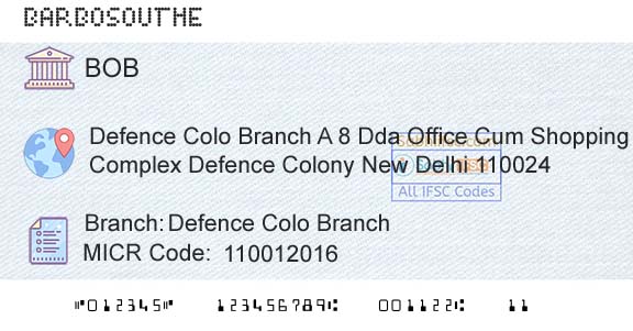 Bank Of Baroda Defence Colo BranchBranch 