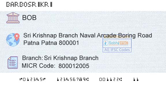 Bank Of Baroda Sri Krishnap BranchBranch 