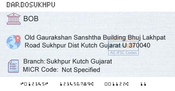 Bank Of Baroda Sukhpur Kutch GujaratBranch 