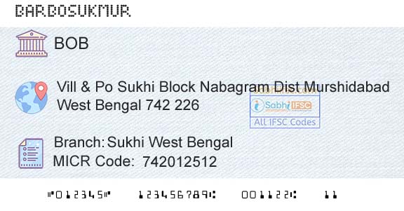 Bank Of Baroda Sukhi West BengalBranch 