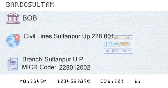 Bank Of Baroda Sultanpur U P Branch 