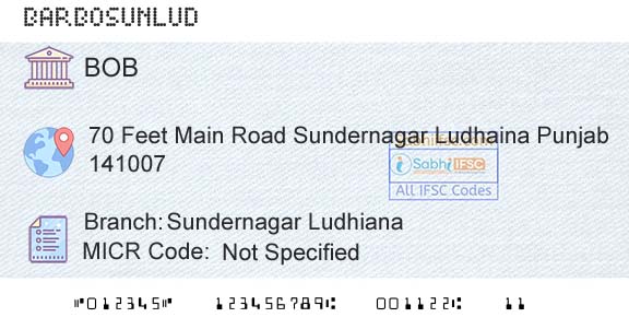 Bank Of Baroda Sundernagar LudhianaBranch 