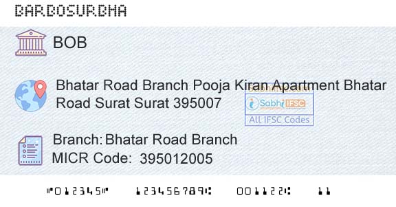 Bank Of Baroda Bhatar Road BranchBranch 