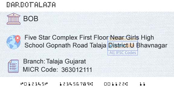 Bank Of Baroda Talaja GujaratBranch 