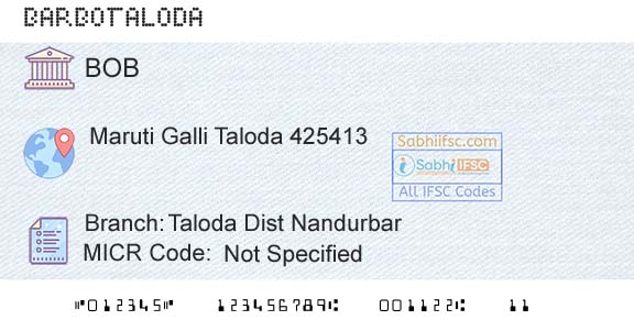 Bank Of Baroda Taloda Dist NandurbarBranch 