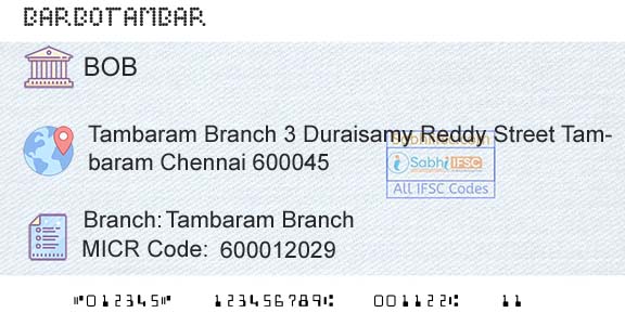 Bank Of Baroda Tambaram BranchBranch 