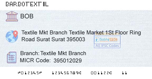 Bank Of Baroda Textile Mkt BranchBranch 