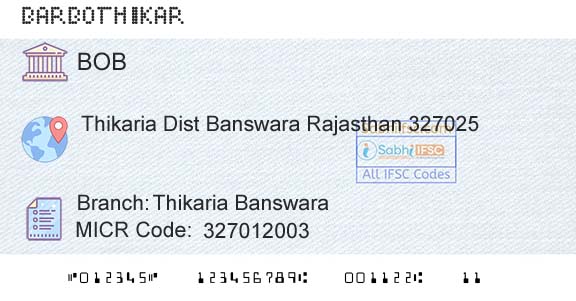 Bank Of Baroda Thikaria BanswaraBranch 