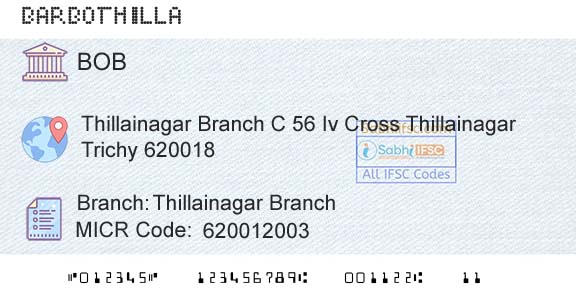 Bank Of Baroda Thillainagar BranchBranch 