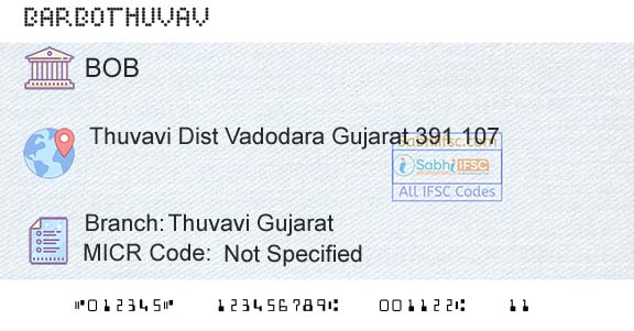 Bank Of Baroda Thuvavi GujaratBranch 