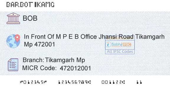 Bank Of Baroda Tikamgarh MpBranch 