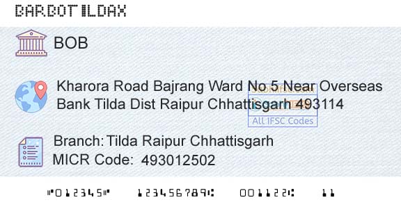 Bank Of Baroda Tilda Raipur ChhattisgarhBranch 