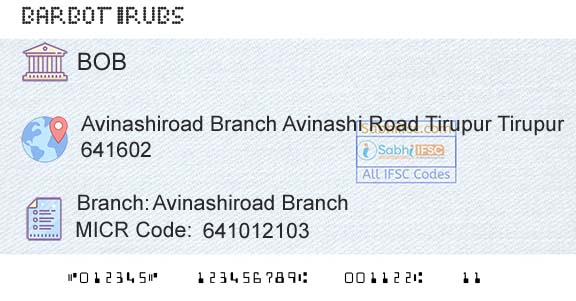 Bank Of Baroda Avinashiroad BranchBranch 