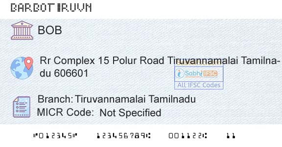 Bank Of Baroda Tiruvannamalai TamilnaduBranch 
