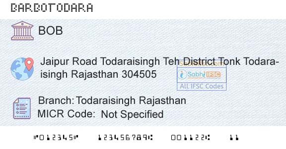 Bank Of Baroda Todaraisingh RajasthanBranch 