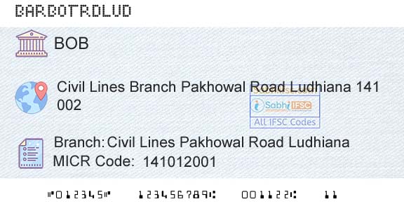 Bank Of Baroda Civil Lines Pakhowal Road LudhianaBranch 