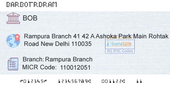 Bank Of Baroda Rampura BranchBranch 