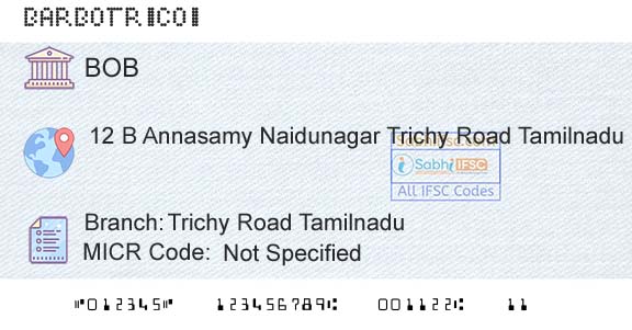 Bank Of Baroda Trichy Road TamilnaduBranch 