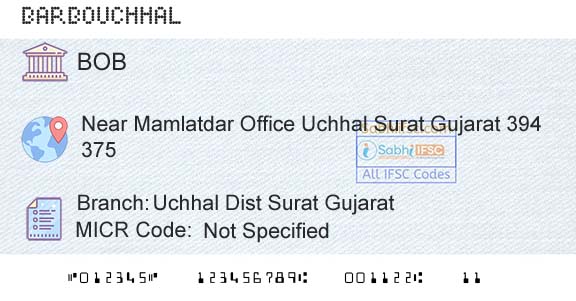 Bank Of Baroda Uchhal Dist Surat GujaratBranch 