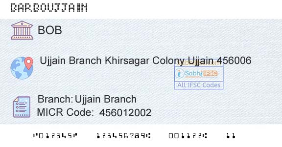 Bank Of Baroda Ujjain BranchBranch 