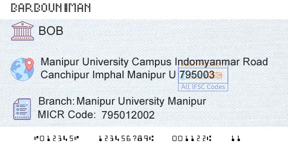 Bank Of Baroda Manipur University ManipurBranch 