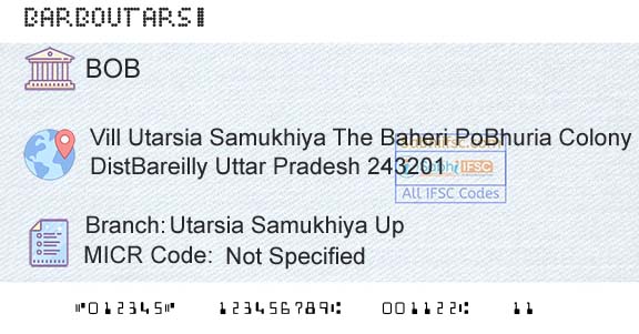 Bank Of Baroda Utarsia Samukhiya UpBranch 